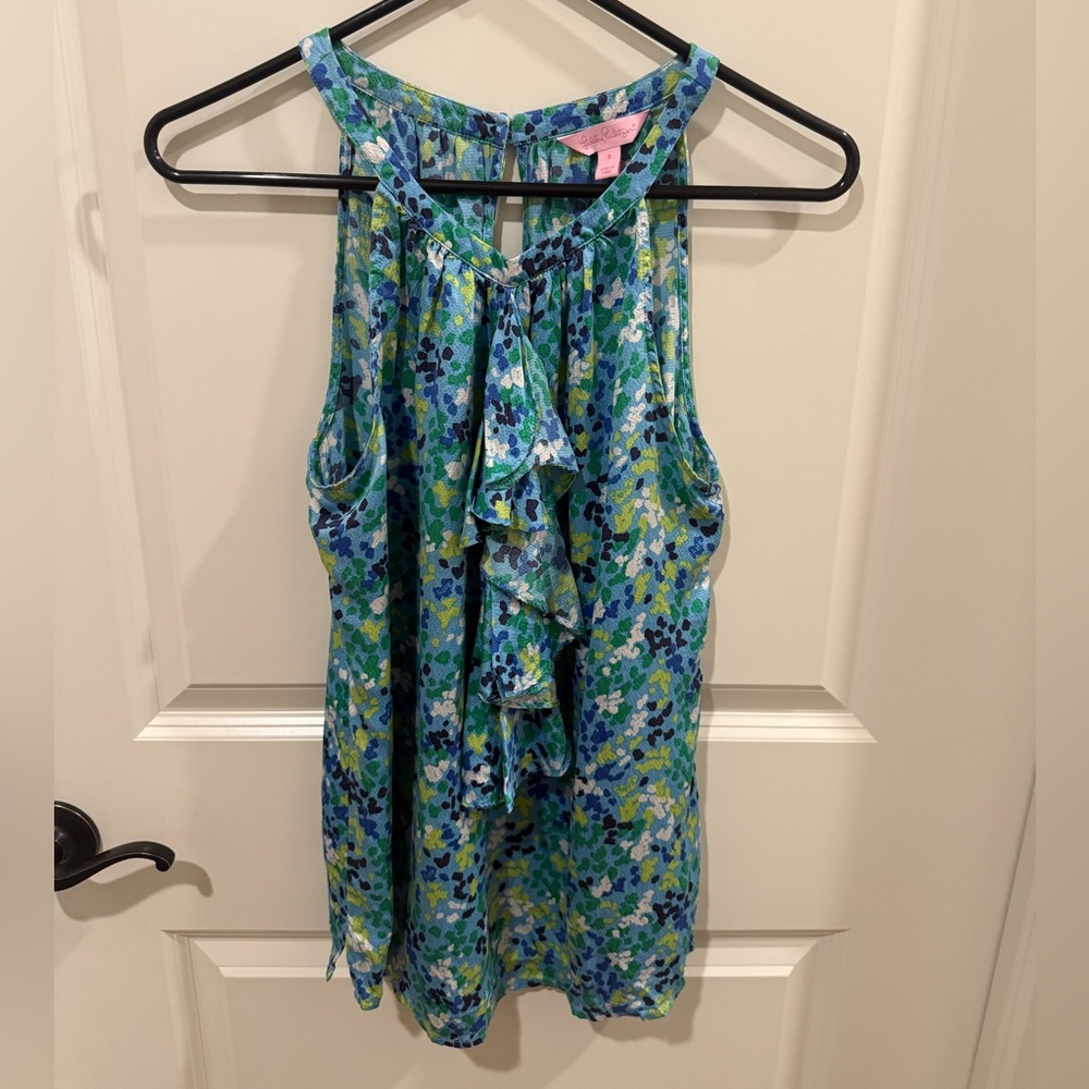Lilly Pulitzer Silk Sleeveless Floral Top Oops I Spilled It Again Size 8 Resort